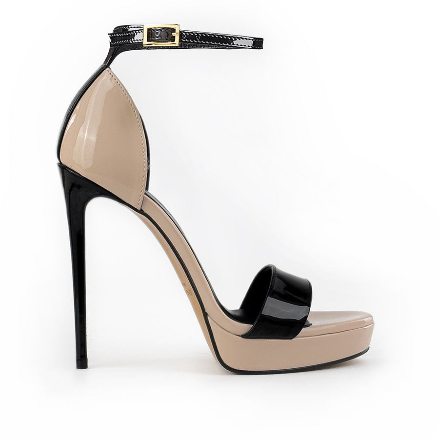 BLACK PATENT SLINGBACK SANDAL