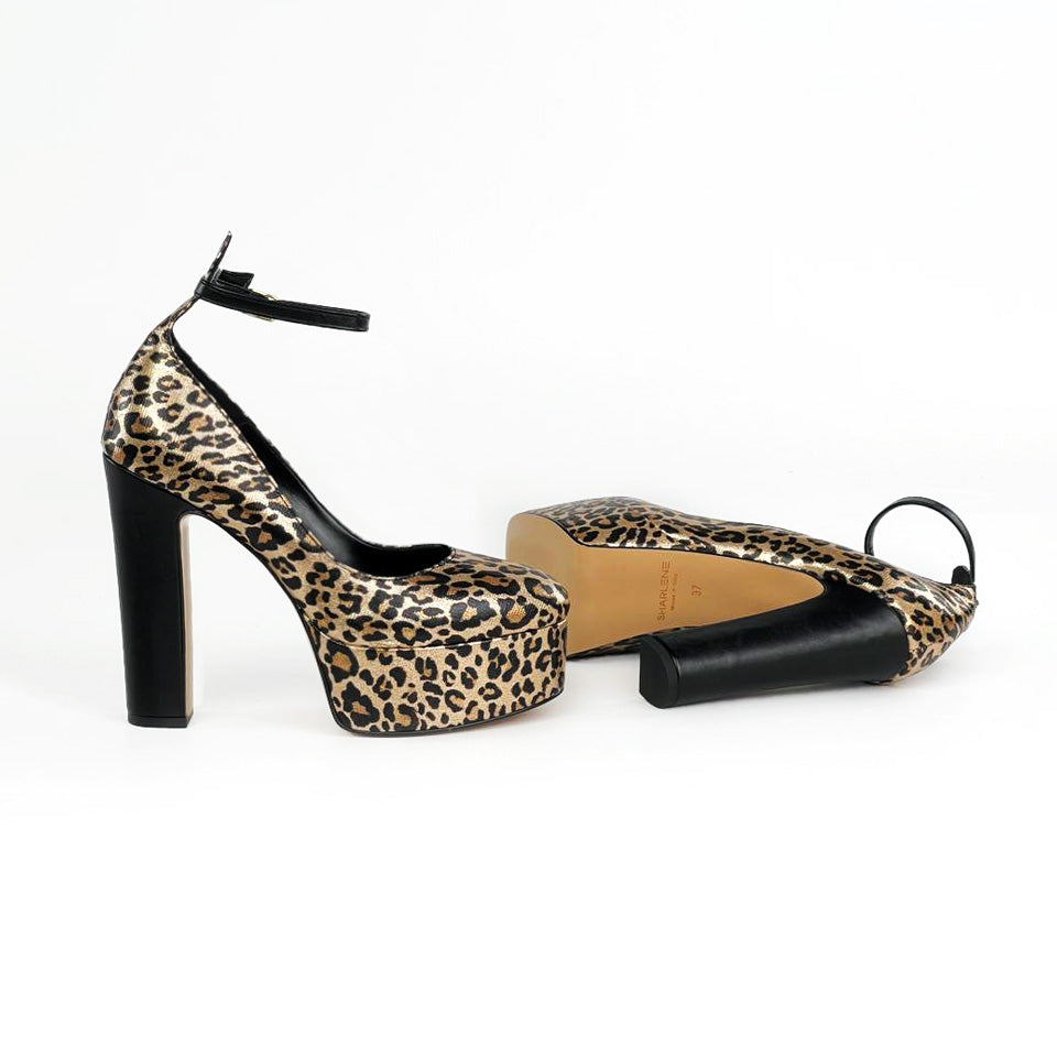 Decollette maculato laminato nero pelle
