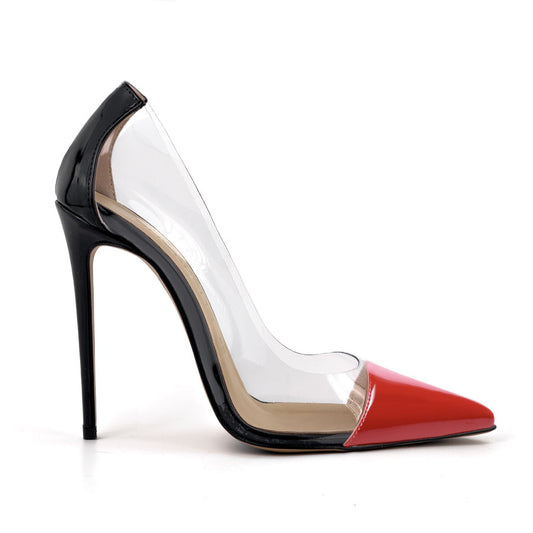 GWEN DÉCOLLETÉ VERNICE NERA/ VINILE ROSSO